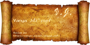 Vanya József névjegykártya